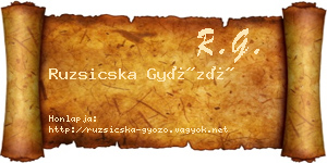 Ruzsicska Győző névjegykártya